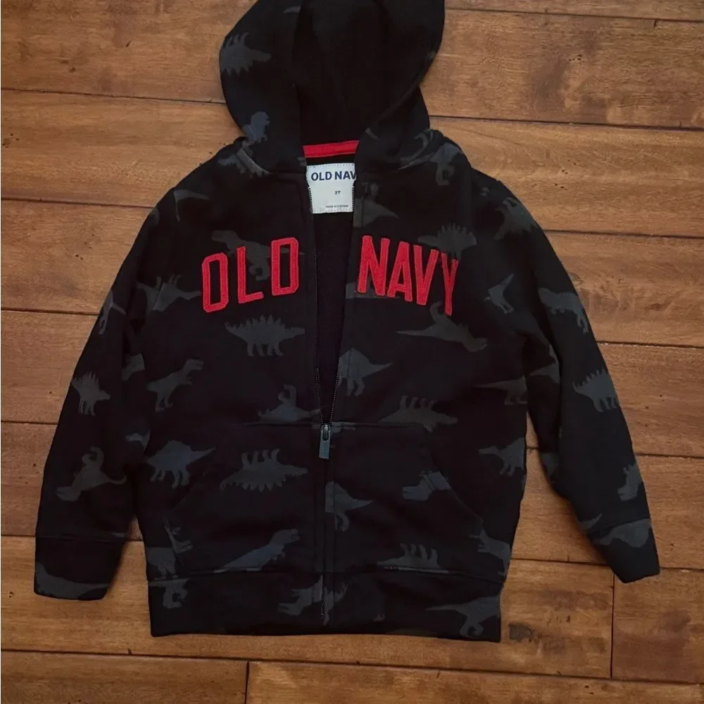 Old Navy Hoodie Boys 3T‎ Dinosaurs Full Zip Sweatshirt Jacket